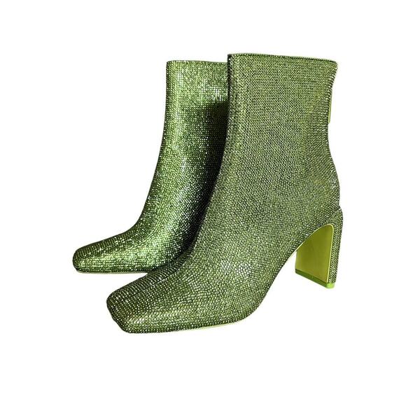 Jonathan Simkhai Kelsey Crystal Heeled Boots in green - Picture 1 of 6